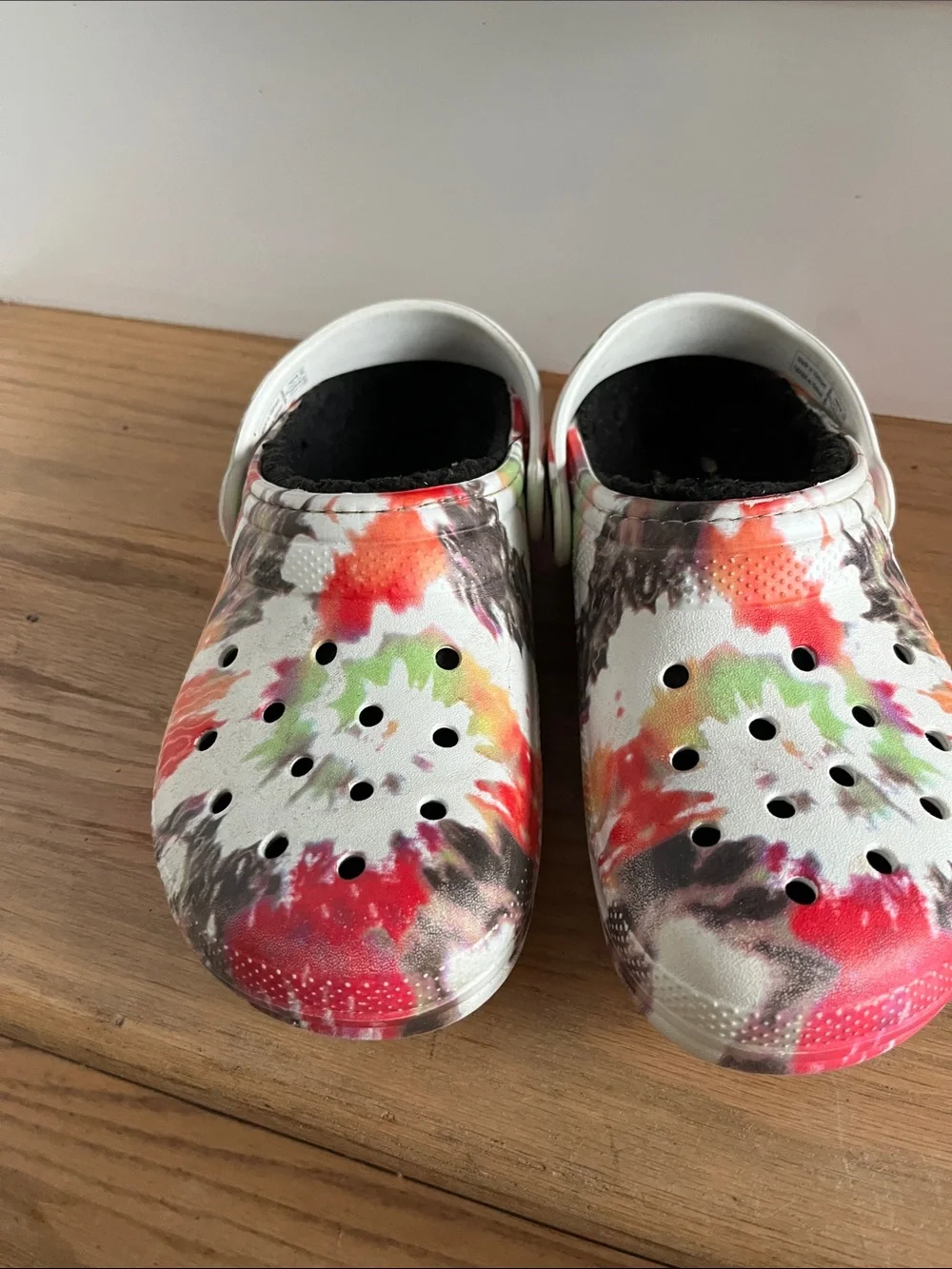 CROCS Kids Multicolor Tie-Dye Clogs with Black Lining